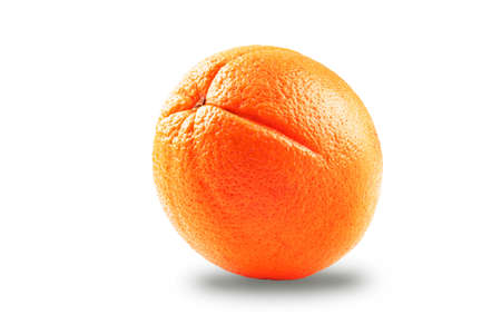 Photo of closeup isolated juicy fruit orange isolated on white background with shadowの写真素材