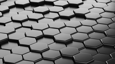 Abstract gray hexagonal sci-fi honeycomb geometrical background. 3d renderingの写真素材