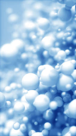 Abstract background of 3d spheres. Modern plastic pastel bubbles. Concept of science physics nano rendering glossy ballsの写真素材