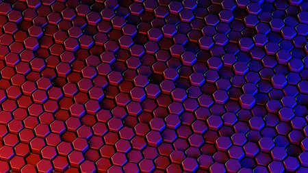 Abstract hexagonal sci-fi honeycomb geometrical background. 3d renderingの写真素材