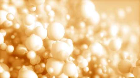 Abstract background of 3d spheres. Modern plastic pastel bubbles. Concept of science physics nano rendering glossy ballsの写真素材