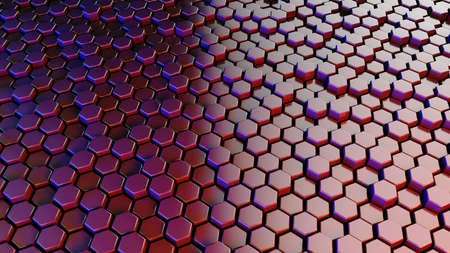 Abstract hexagonal sci-fi honeycomb geometrical background. 3d renderingの写真素材