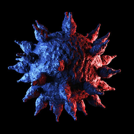 3d render of Dangerous coronavirus Sars Mers COVID-19 infection medical illustration. Respiratory virus pandemic 2020.の写真素材