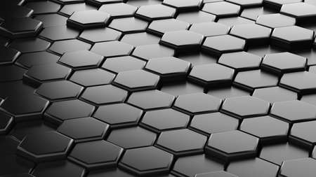Abstract gray hexagonal sci-fi honeycomb geometrical background. 3d renderingの写真素材