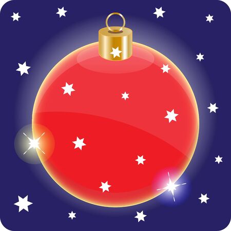 Red Christmas tree ball on a blue background.のイラスト素材