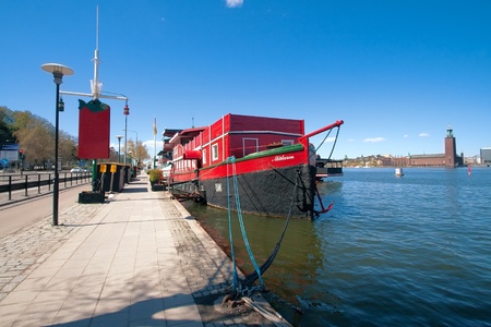 Old ship on the quay in Stockholmのeditorial素材