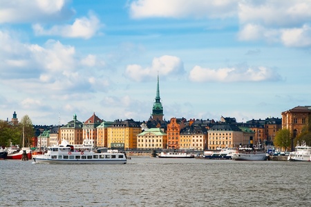 Old Houses in Stockholm -  view of Embankment の写真素材