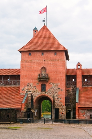 The central tower of the castle in Trakai  Lithuaniaのeditorial素材