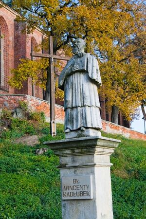 Monument Vincent Kadlubek - Sandomierz abbot of the monastery  Poland 