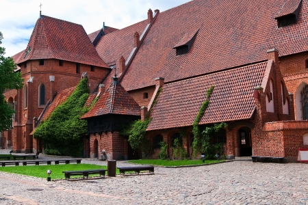 Malbork castle courtyard  Large refectory and the palace chapel of St Catherine  Polandのeditorial素材