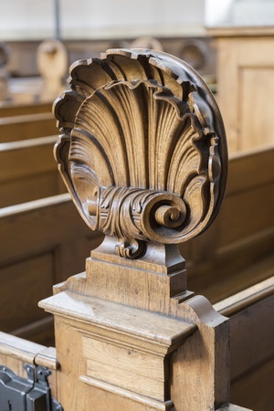 decoration church bench carved in the form of sheetのeditorial素材