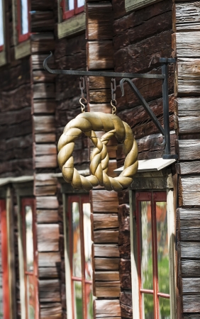 Sign in as a bagel from the bakery in the old styleの写真素材