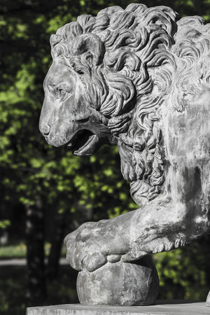 Stone lion in the park  Peterhof  Russiaのeditorial素材