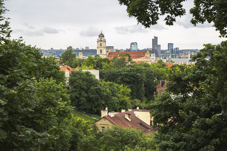 Old Vilnius against the backdrop of high-rise buildingsのeditorial素材