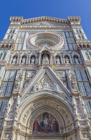 Detail of the facade of the Cathedral of Santa - Maria - del - Fiore. Florence. Italyの写真素材