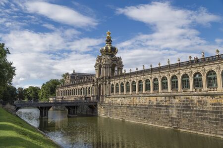 Gate Zwinger with beautiful gilded crown. Dresden. Germanyの写真素材