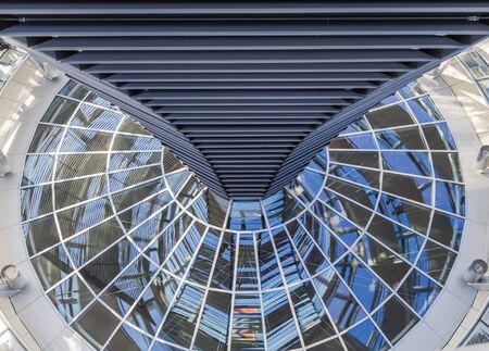 Dome of the Bundestag with a system of mirrors to illuminate the courtroomの写真素材