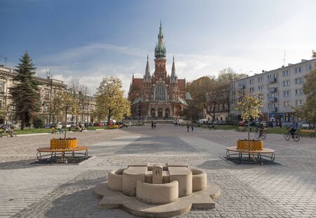 KRAKOW, POLAND - 26 October 2015: The Old Market Square and the Cathedral of St. Josephのeditorial素材