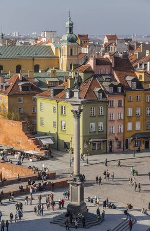 WARSAW, POLAND - MARCH 09, 2014: View of the Castle Square with king Sigismund's Column in Warsaw. Polandのeditorial素材