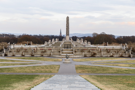 Sculptural the Monolith (Monolitten) in the Vigeland Sculpture Park in Oslo. Norwayの写真素材