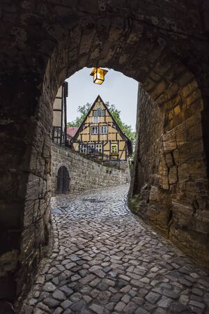 Passage in the wall of an ancient monastery on the road to the church of St. Servatius. Quedlinburg. Germanyの写真素材