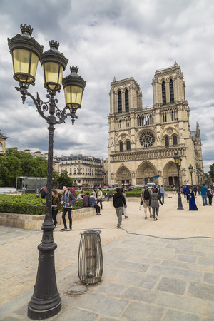 PARIS, FRANCE - MAY 17, 2016: Notre Dame Cathedral on the island
Cite in Paris. Franceのeditorial素材