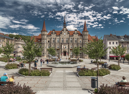 VALBZHICH, POLAND - AUGUST 09. 2017: Municipal Office of the city of Walbrzych. Polandのeditorial素材
