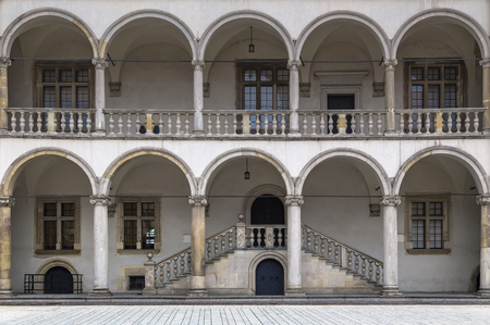 Courtyard in the royal castle on Wawel Hill. Krakow. Polandのeditorial素材