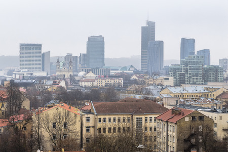 Modern high-rise houses of a business center in Vilnius city. Vilnius. Lithuania.
