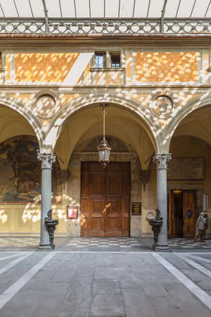 Florence, Italy - October 27, 2014: Atrium of Basilica della Santissima Annunziata (Basilica of the Most Holy Annunciation)のeditorial素材
