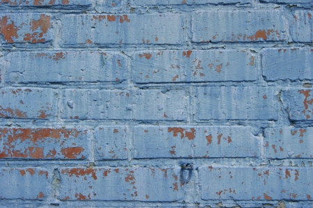 Old blue brick wall の写真素材