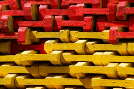 The ends of multicolored boards 