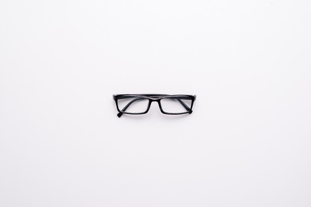 Eye Glasses on White topview with copy spaceの写真素材