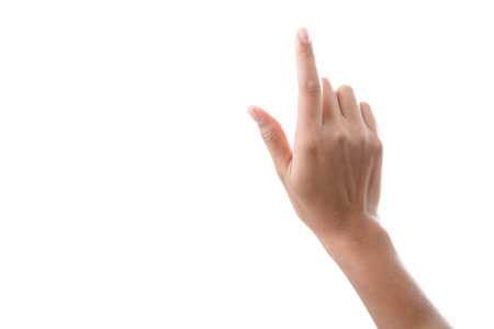 Woman hand  with index fingerの写真素材