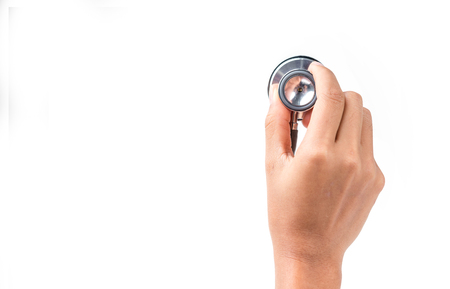 Doctor with stethoscope in the handsの写真素材