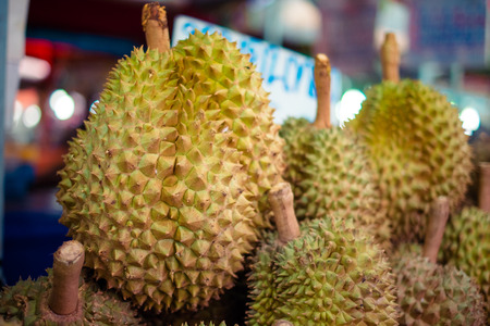 Durian is sold at the marketの写真素材