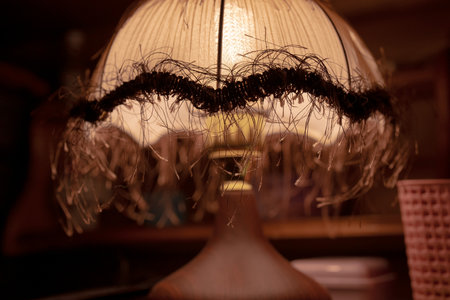Close up view of a vintage lampshade. Selective focus.の写真素材