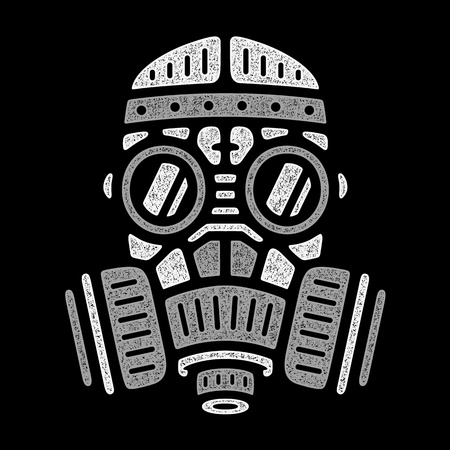 Vector gray respirator. Retro logo. Vintage gas mask. Design for t-shirt.のイラスト素材