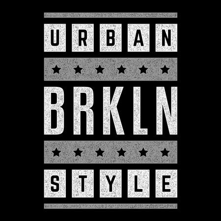 Vector retro illustration on the theme of Brooklyn. Urban style. Stylized vintage grunge typography, banner, flyer, postcard, t-shirt graphics, poster, print.のイラスト素材