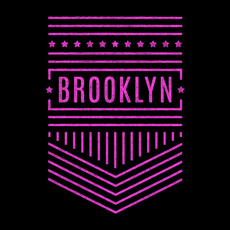 Retro grunge banner. Brooklyn. Pink vintage print. Design for t-shirt.のイラスト素材