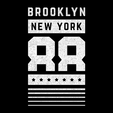 Vintage design. Brooklyn. New York.White, grunge poster. Retro print for t-shirts. Design for t-shirt.のイラスト素材