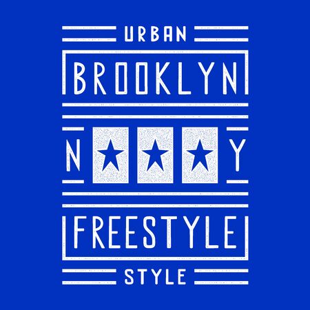 Vector retro illustration on the theme of Brooklyn. Urban. Star. Freestyle. Stylized vintage white grunge typography, banner, flyer, postcard, t-shirt graphics, poster, print.のイラスト素材