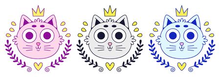 Cute kitty head. Colorful catのイラスト素材