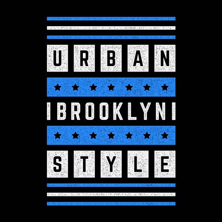 Vector retro illustration on the theme of Brooklyn. Urban style. Stylized vintage grunge typography, banner, flyer, postcard, t-shirt graphics, poster, print.のイラスト素材
