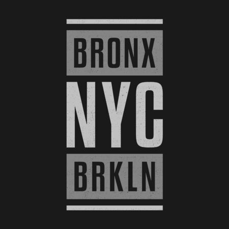 Vector retro illustration on the theme of Brooklyn. Modern. Stylized vintage typography, banner, flyer, postcard, t-shirt graphics, poster, print.のイラスト素材