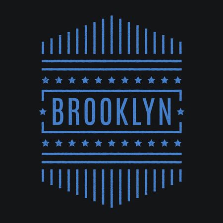 Vector retro illustration on the theme of Brooklyn. Modern. Stylized vintage typography, banner, flyer, postcard, t-shirt graphics, poster, print.のイラスト素材