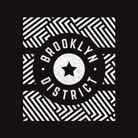 Vector retro illustration on the theme of Brooklyn. Modern. Stylized vintage typography, banner, flyer, postcard, t-shirt graphics, poster, print.のイラスト素材
