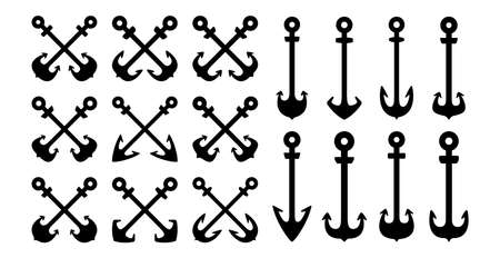 Set of retro anchors. Vintage authentic logo.のイラスト素材
