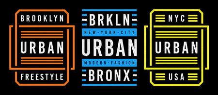 Vector retro illustration on the theme of Brooklyn. Urban. Modern. Stylized vintage grunge white typography, t-shirt graphics, poster, print.のイラスト素材