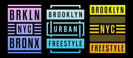 Vector retro illustration on the theme of Brooklyn. Urban. Modern. Stylized vintage grunge typography, t-shirt graphics, poster, print.のイラスト素材